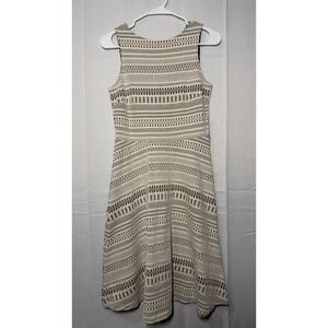 Banana Republic Fit and Flare Dress 2 Black White Geometric‎ Knit Sleeveless